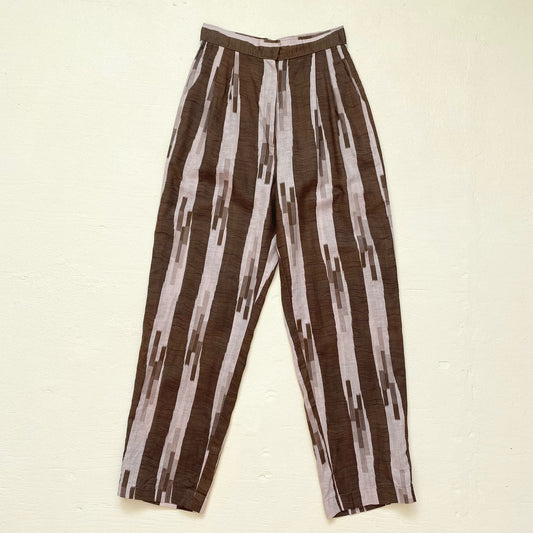 Vintage Brown Striped Lightweight Trousers, Size Small