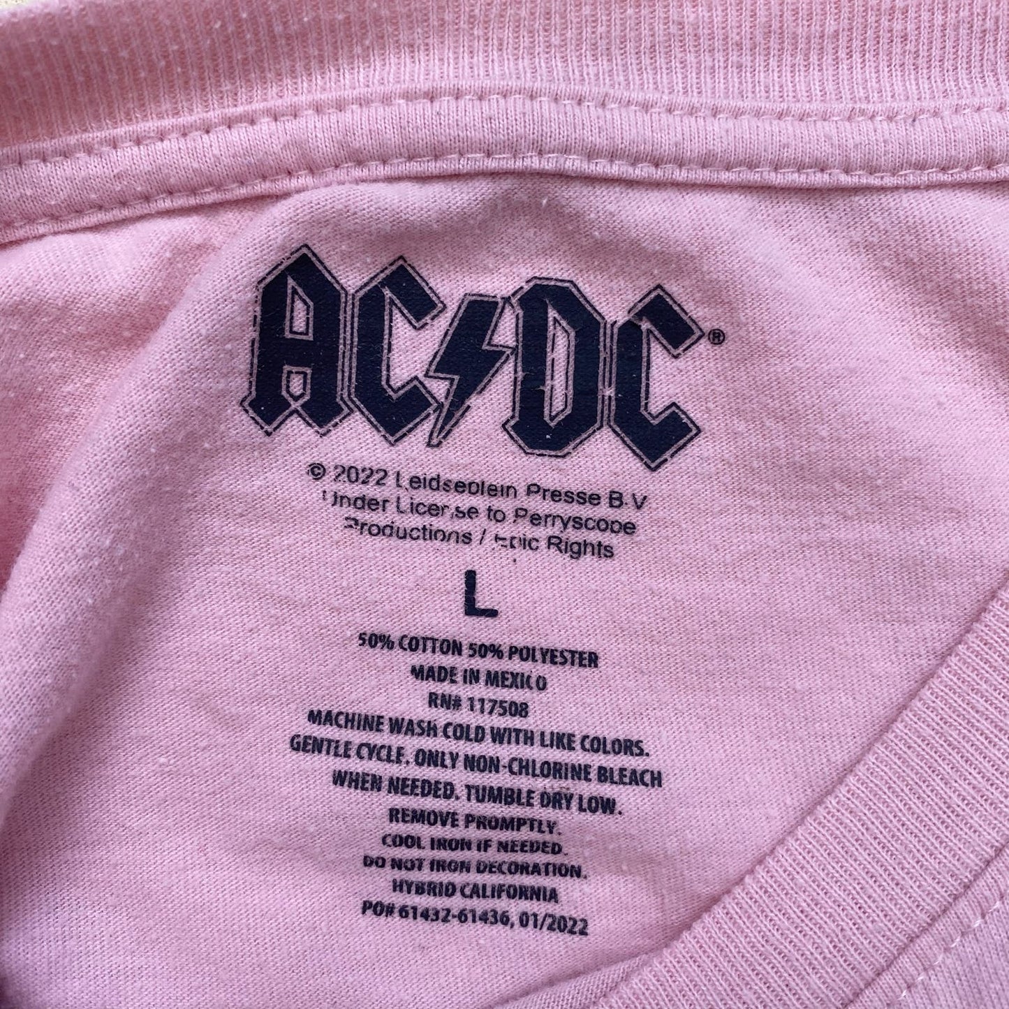 Upcycled AC/DC Graphic Asymmetrical Crop Baby Tee, Size Small