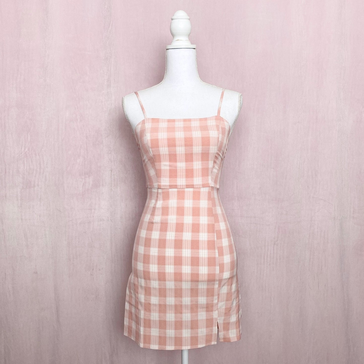 Secondhand Nordstrom BP Pink Plaid Mini Dress, Size XS