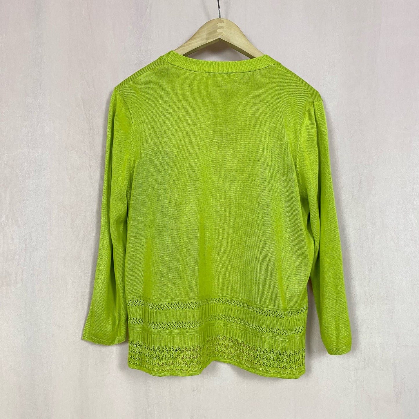 Secondhand 99 Jane Street Open Front Green Knit Cardigan Sweater, Size XL