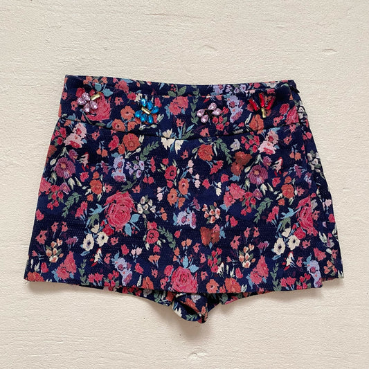 Secondhand Zara Trafaluc Floral Tapestry Mini Skort, Size Small