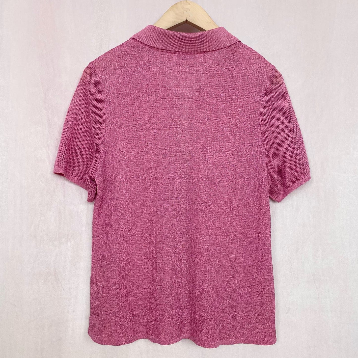 Vintage Jung Ho Jin Rhinestone Pink Mesh Short Sleeve Top