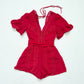 Secondhand Chicways Red Lace Polka Dot Romper, Size Small