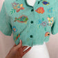 Upcycled Vintage Crop Embroidered Shirt, Size Small