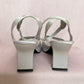 Y2K Mudd Silver Chunky Sandal Heels, Size 6.5