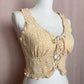 Secondhand Sky & Sparrow Yellow Floral Lace Up Ruffle Crop Top, Size Medium