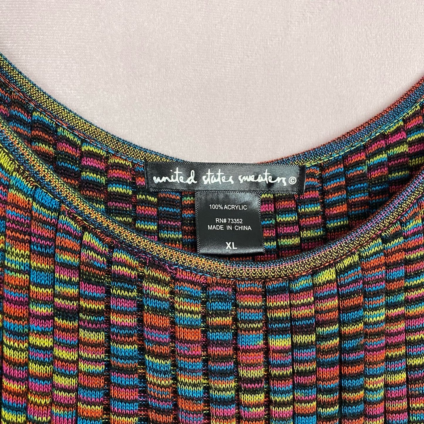 Secondhand United States Sweaters Rainbow Rib Knit Butterfly Sleeve Top, Size XL