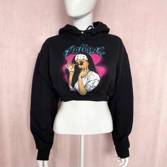 Reworked Aaliyah Crop Hoodie, Size Medium