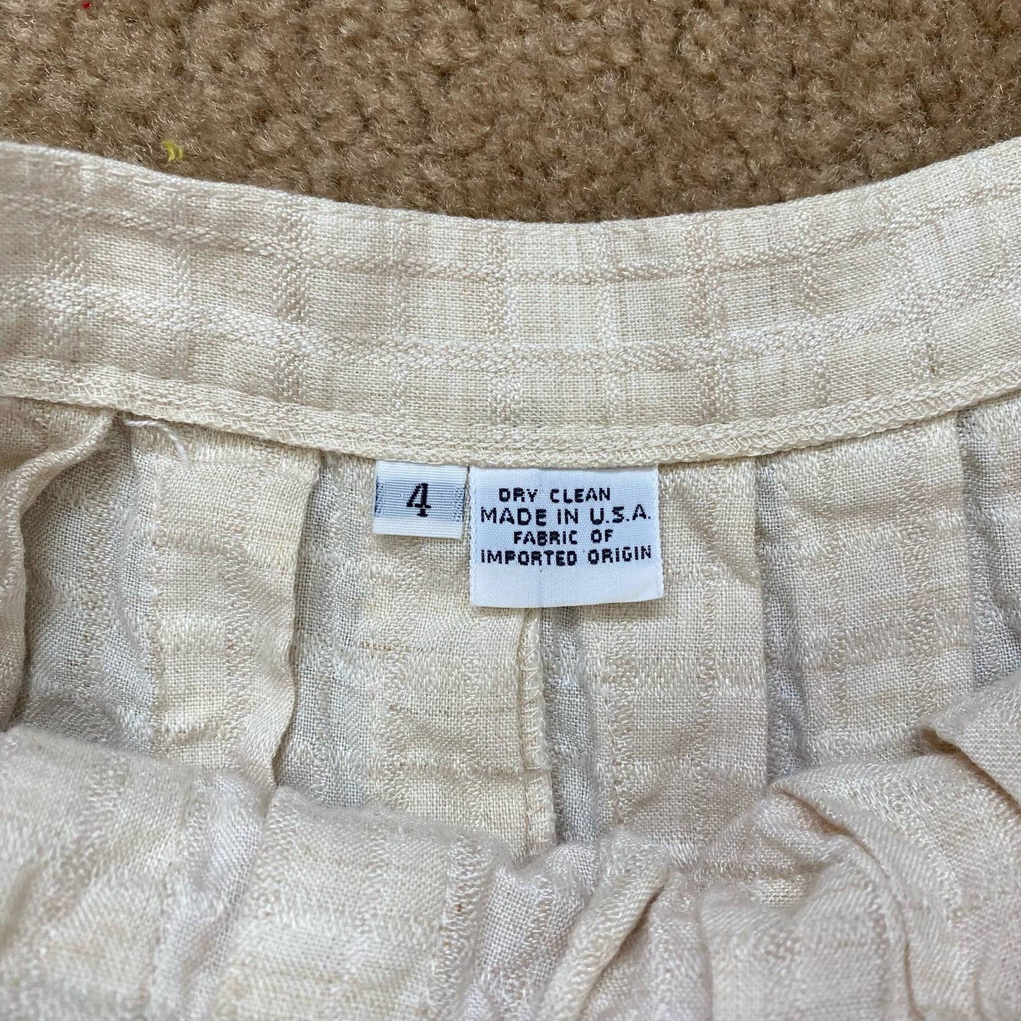 Vintage Linen Pleated A-line Midi Skirt, Size 24”