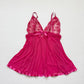 Secondhand Pink Mesh Sequin Lace Babydoll Lingerie Mini Nightgown, Size XL