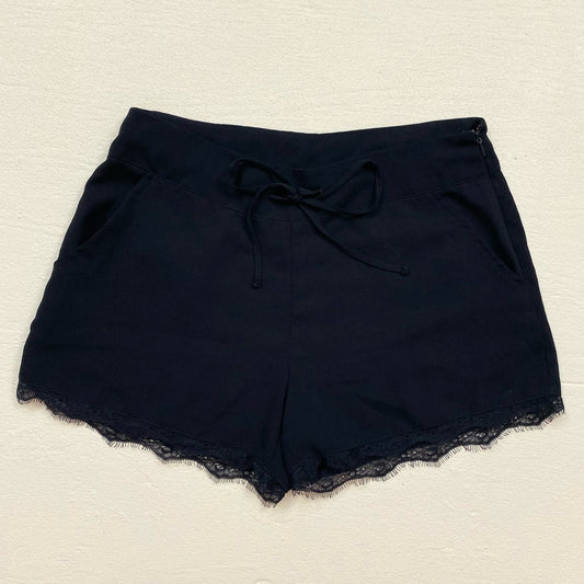 Secondhand Ellison Black Lace Trim Drawstring Shorts, Size Medium