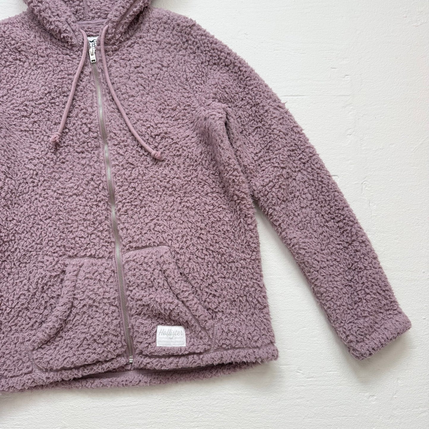 Secondhand Hollister Purple Teddy Sherpa Zip Hoodie Jacket, Size Medium