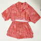Upcycled Hawaiian Crop Button Up Shirt & Skirt Set, Size Large
