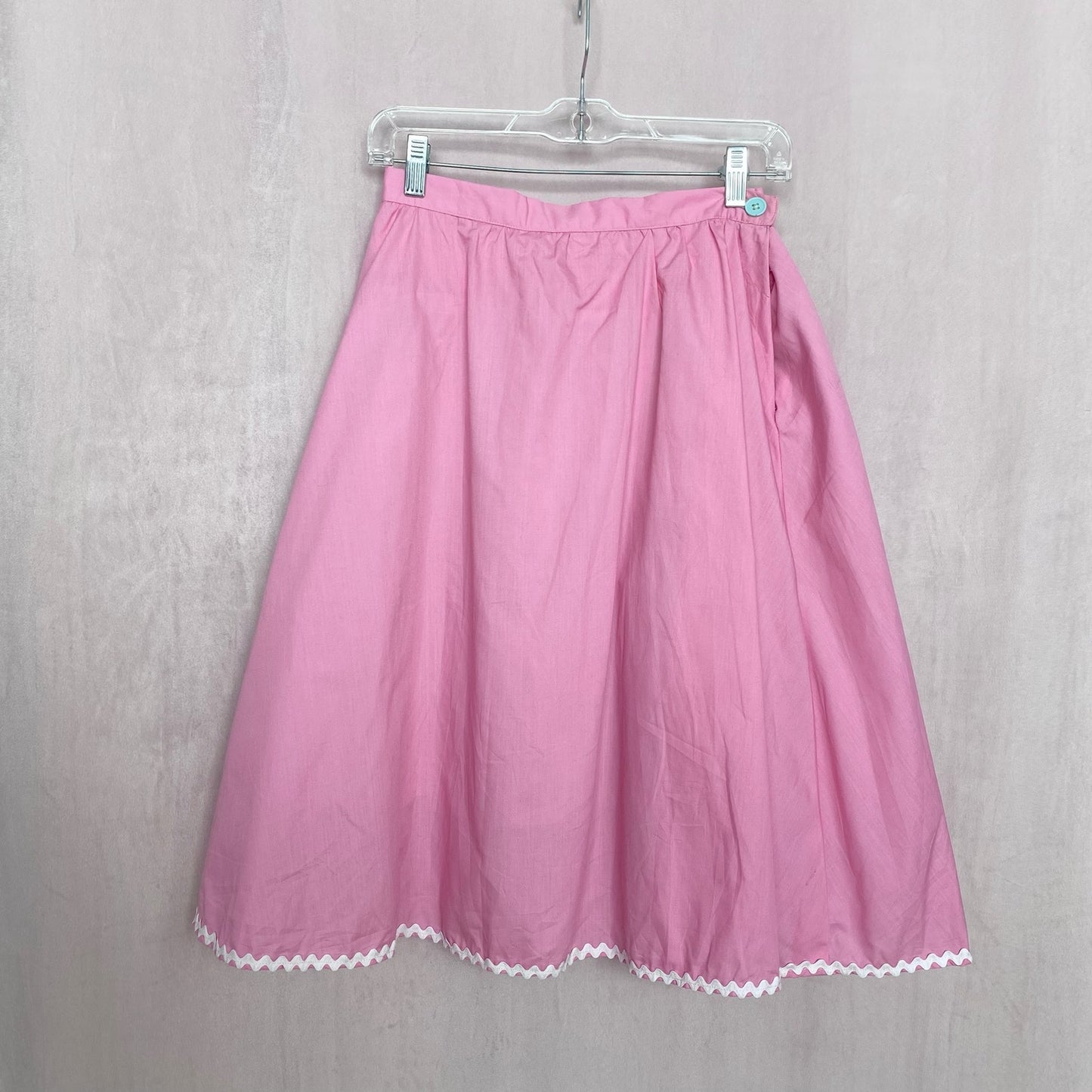 Vintage Handmade Pink Poodle Midi Skirt, Size 28"