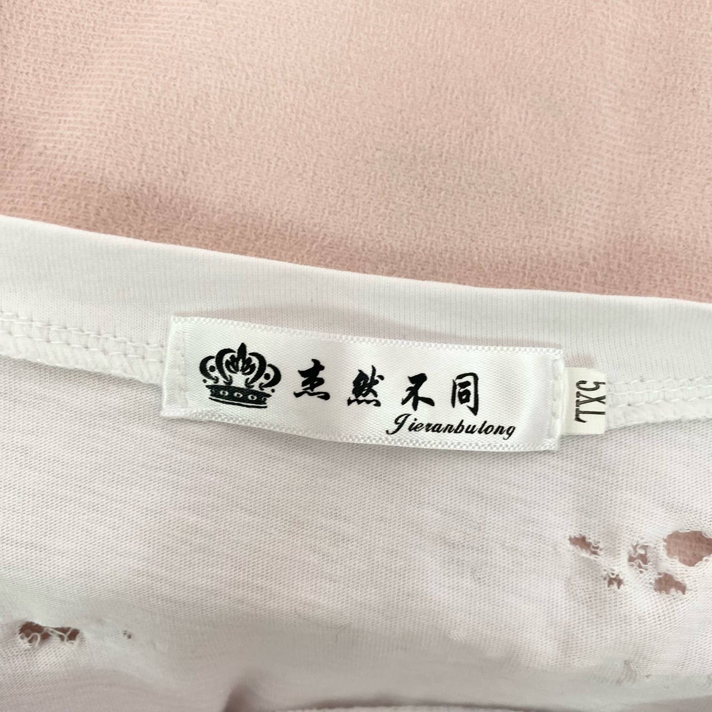 Reworked Distressed Smiley Face Crop Long Sleeve, One Size