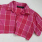 Upcycled Vintage Citicraze Pink Plaid Cropped Button Up Shirt, Size Large