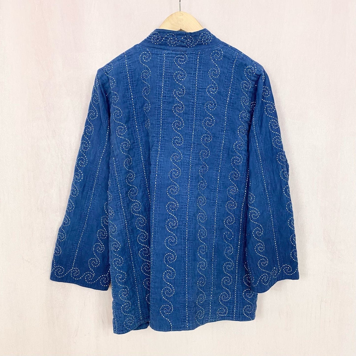 Vintage Blue Denim Button Down Oversized Jacket, Size Large