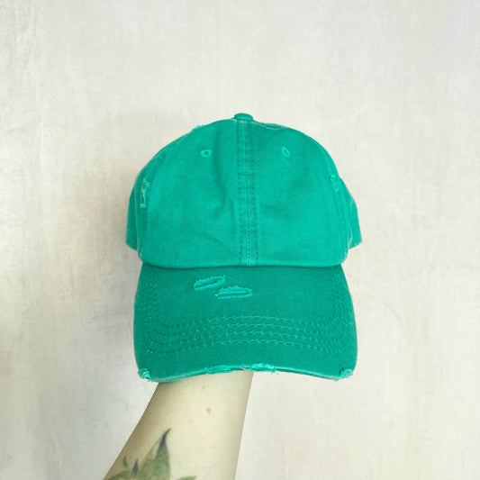 Secondhand KBEthos Distressed Vintage Ponytail Cap in Teal Green
