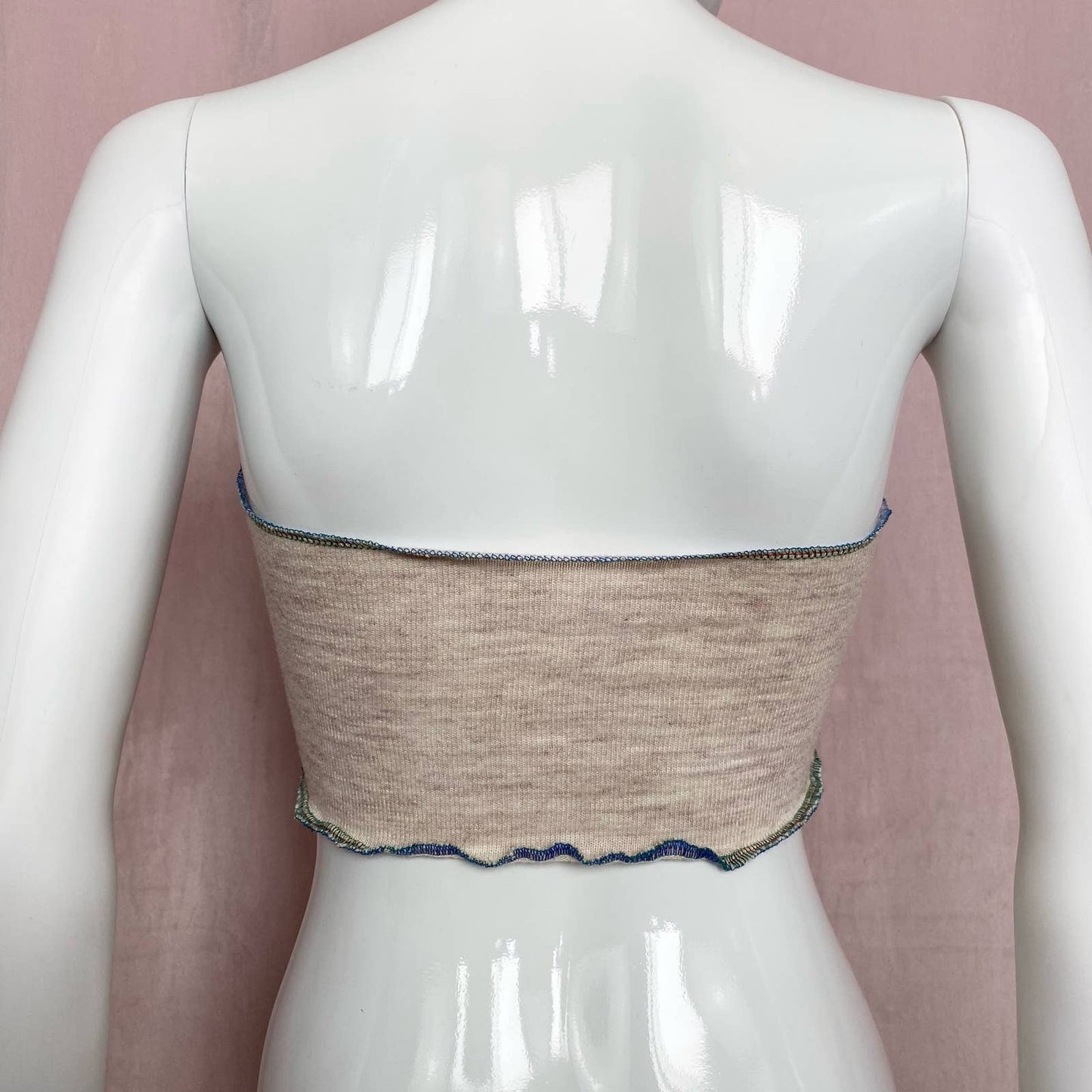 Upcycled Knit Cats Crop Tube Top, Size S/M