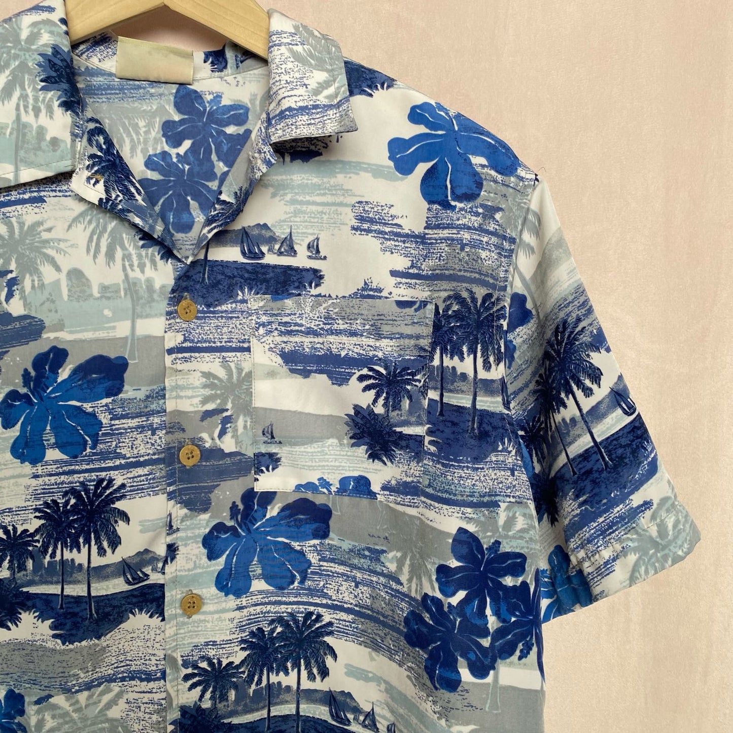 Vintage XG Island Tropic Blue Hawaiian Shirt, Size Large
