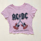 Upcycled AC/DC Graphic Asymmetrical Crop Baby Tee, Size Small