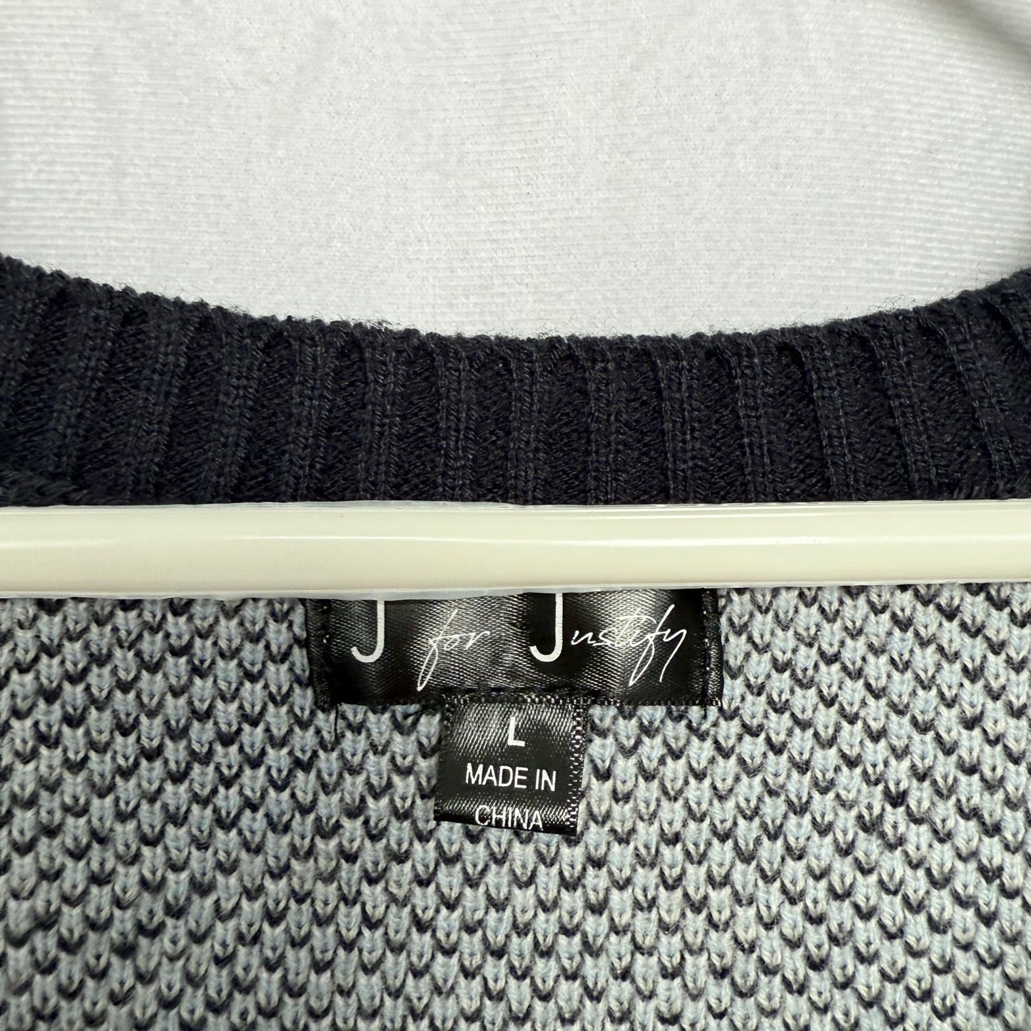 Secondhand J for Justify Blue Argyle Crop Sweater Vest, Size Large