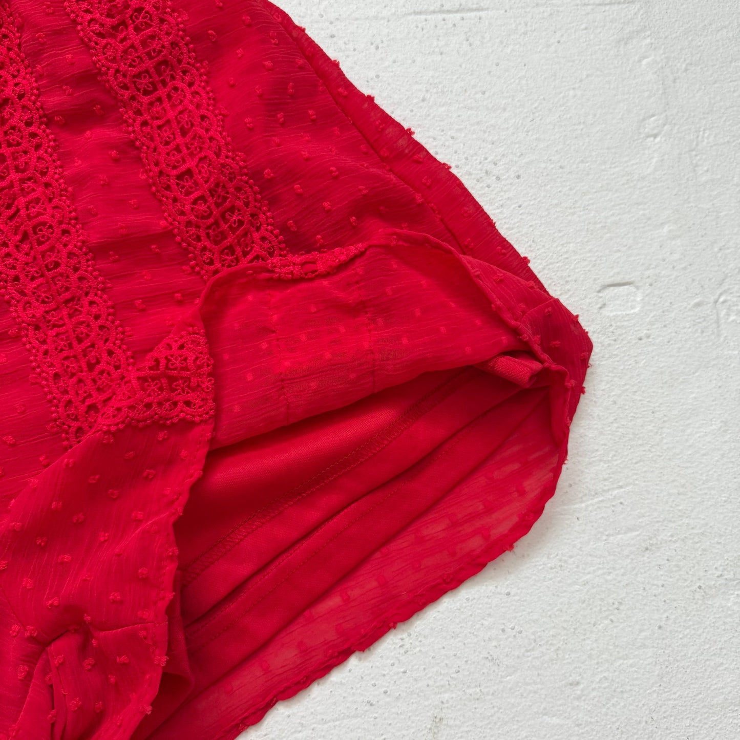 Secondhand Chicways Red Lace Polka Dot Romper, Size Small
