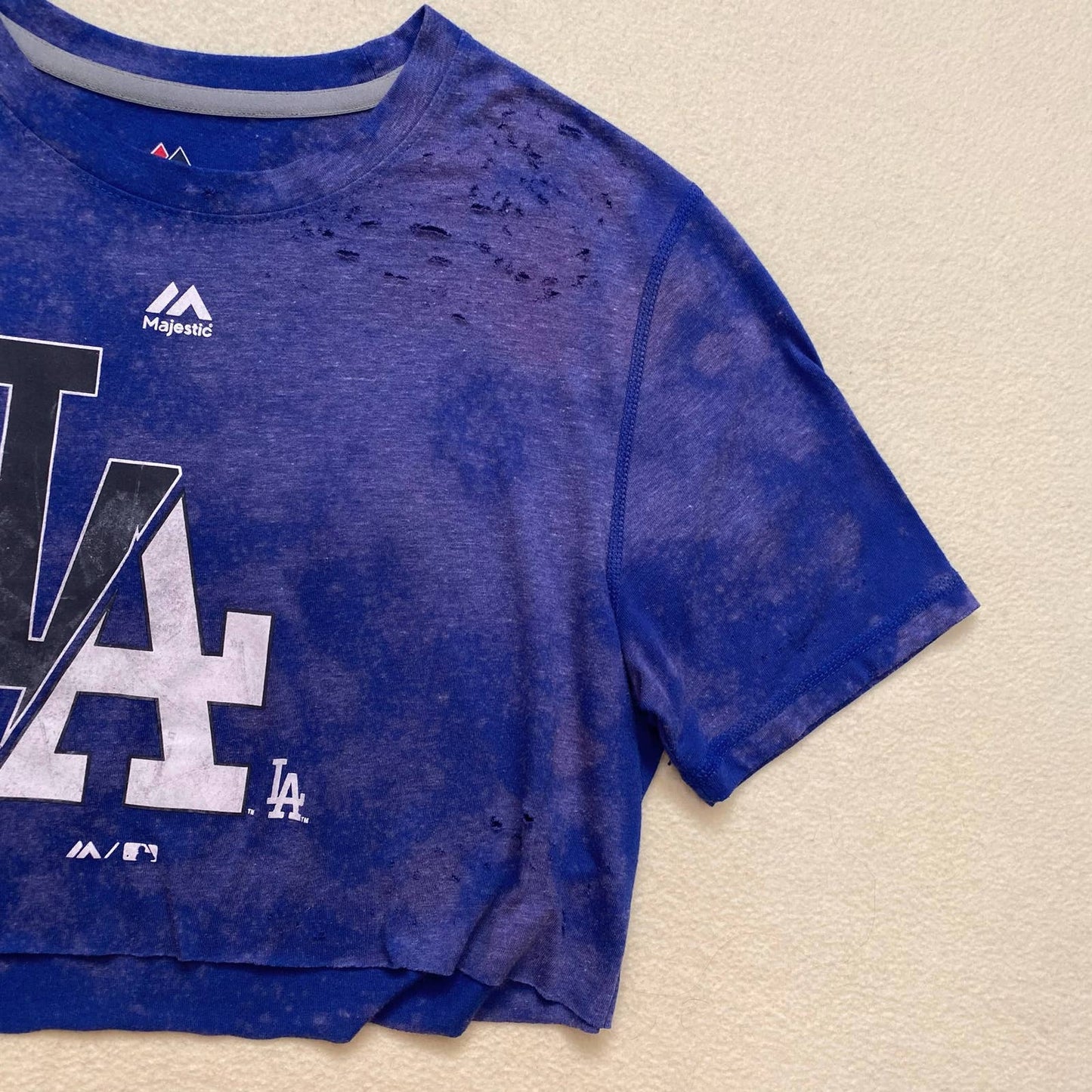 Reworked LA Dodger’s Distressed Crop Tee, Size Small