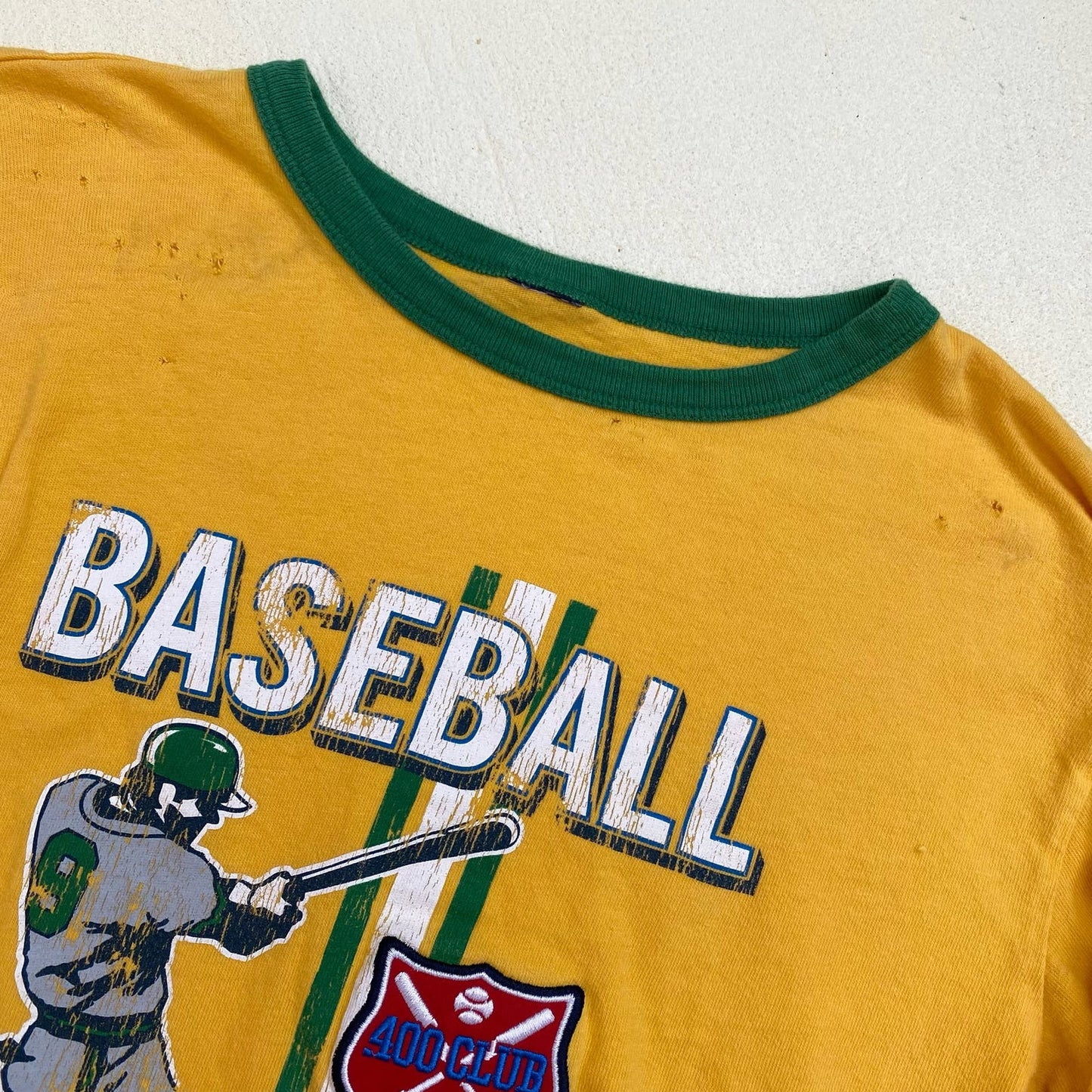 Upcycled Y2K Gap Retro Baseball Graphic Crop Tee, Size Medium