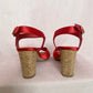 Secondhand Anthropologie Farylrobin Red Cork Sandal Heels, Size 7