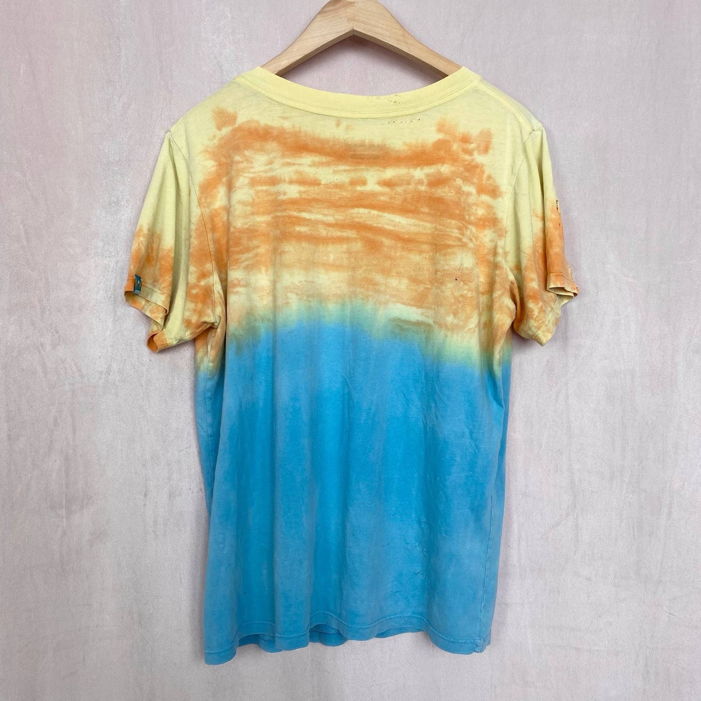 Upcycled Mokuyobi Distressed Tie Dye Mountain Tee, Size Medium