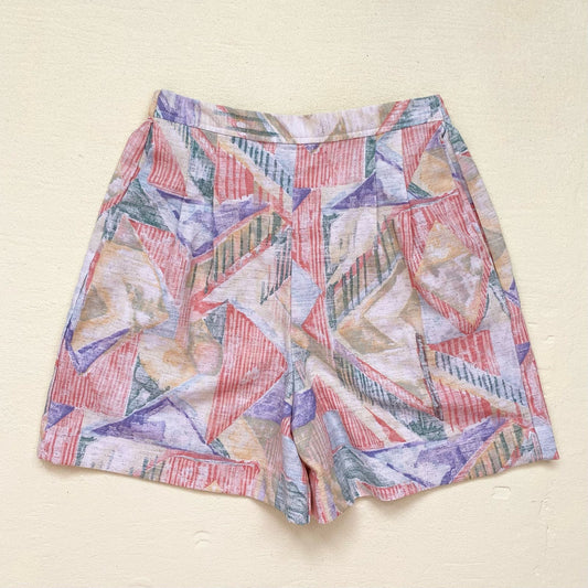 Upcycled Vintage High Waisted Linen Shorts, Size Small