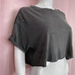 Reworked RVCA Lazy Lady Club Distressed Crop Tee, Size Small