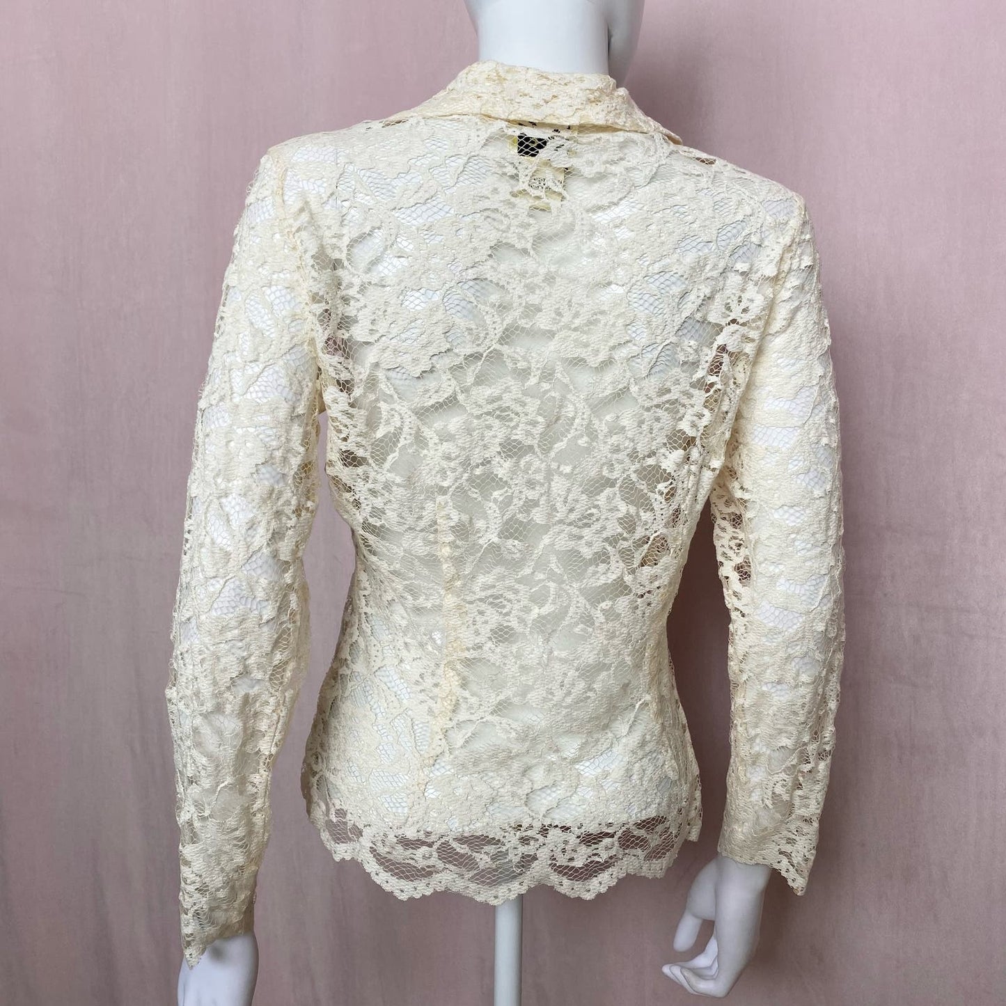 Vintage ICE Cream Lace Button Up Long Sleeve, Size Small