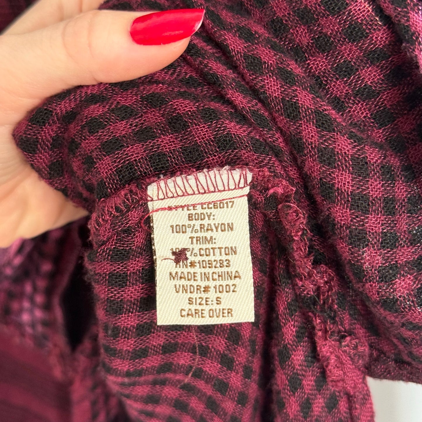 Secondhand Vintage Havana Oversized Tie Front Plaid Shirt, Size Small