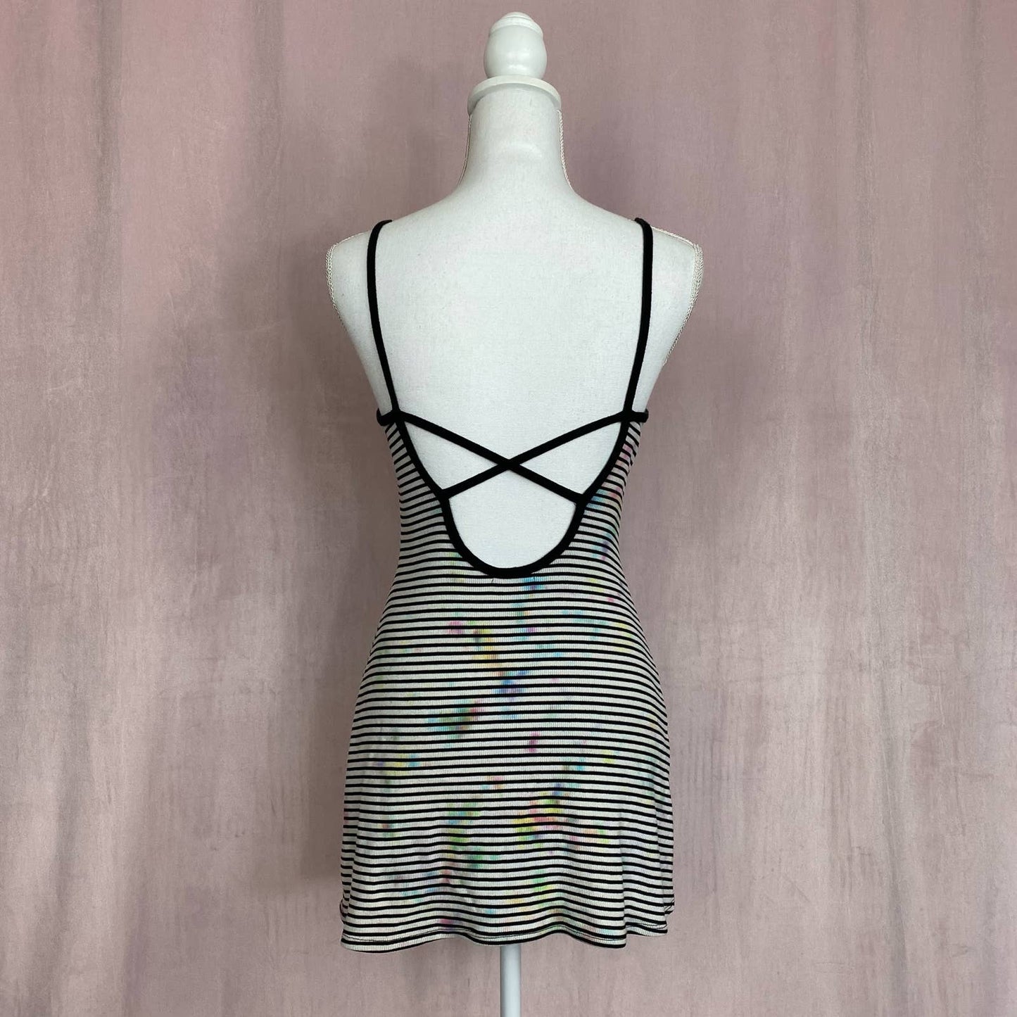 Upcycled Urban Outfitters Tie Dye Striped Mini Dress, Size Small