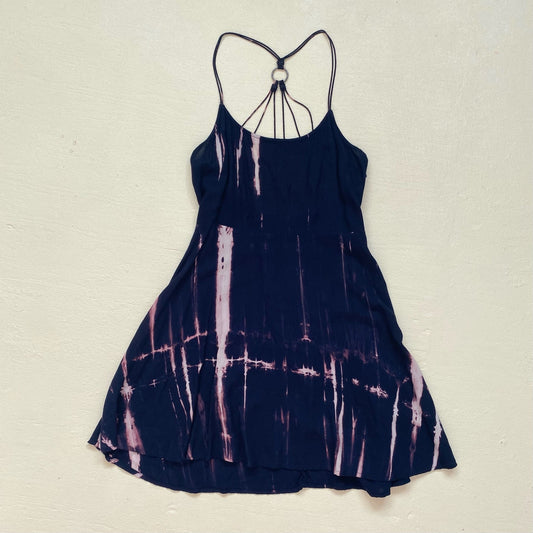 Secondhand Millau Boho Navy Tie Dye Flowy Mini Dress, Size Medium