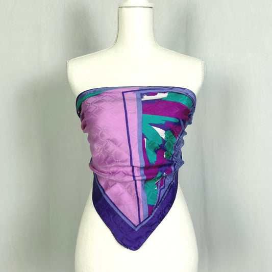 Vintage Silk Abstract Purple Square Scarf