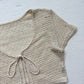 Secondhand Cream Crochet Knit Tie Front Crop Top, Size Small