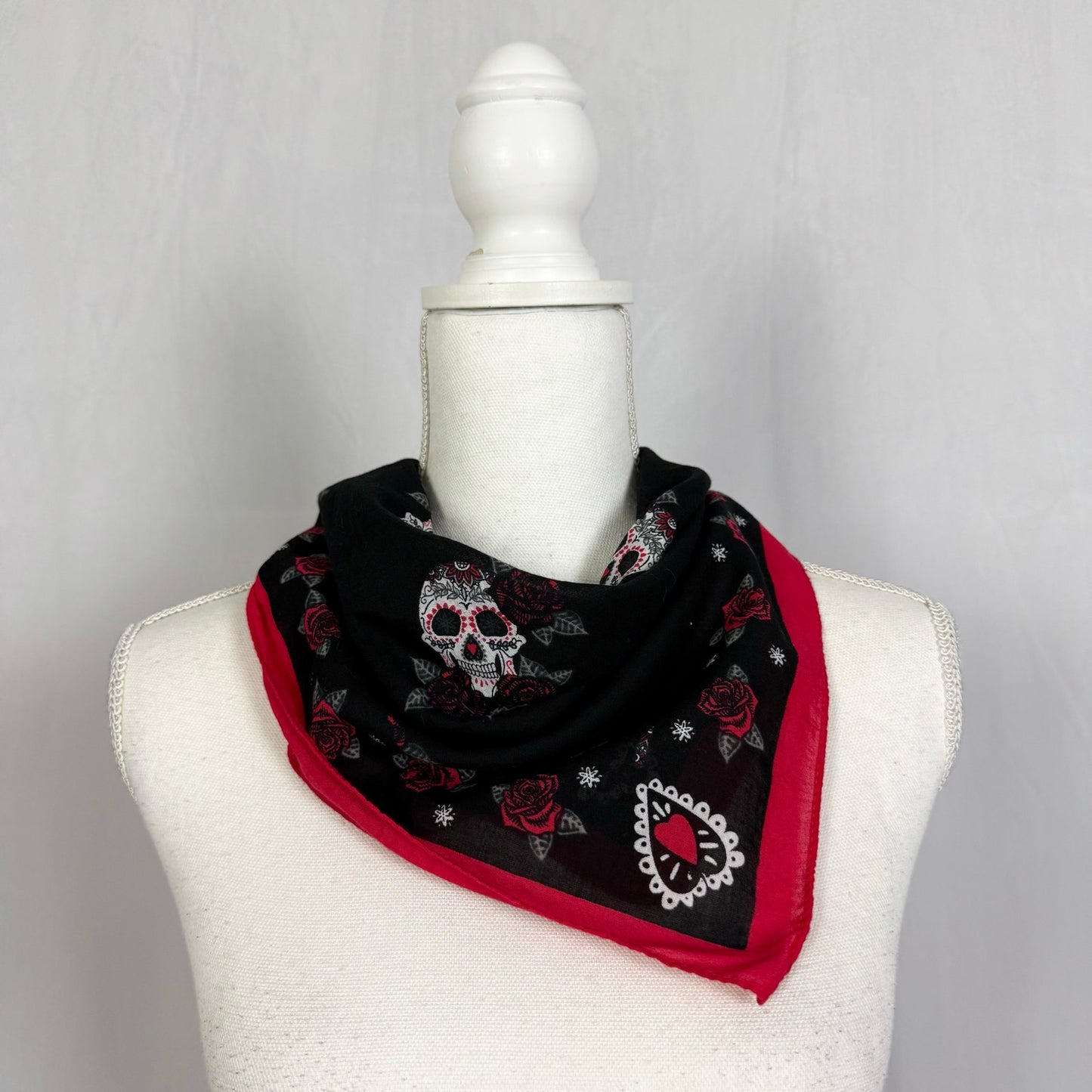 Secondhand Skull Rose Print Square Scarf Bandana