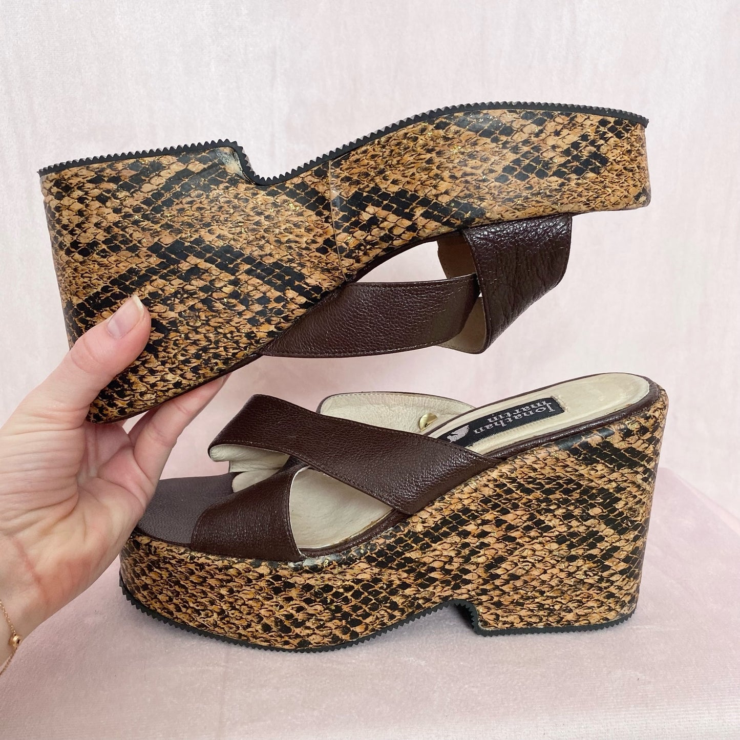 Secondhand Jonathan Martin Snakeskin Wedge Heeled Mules, Size 6