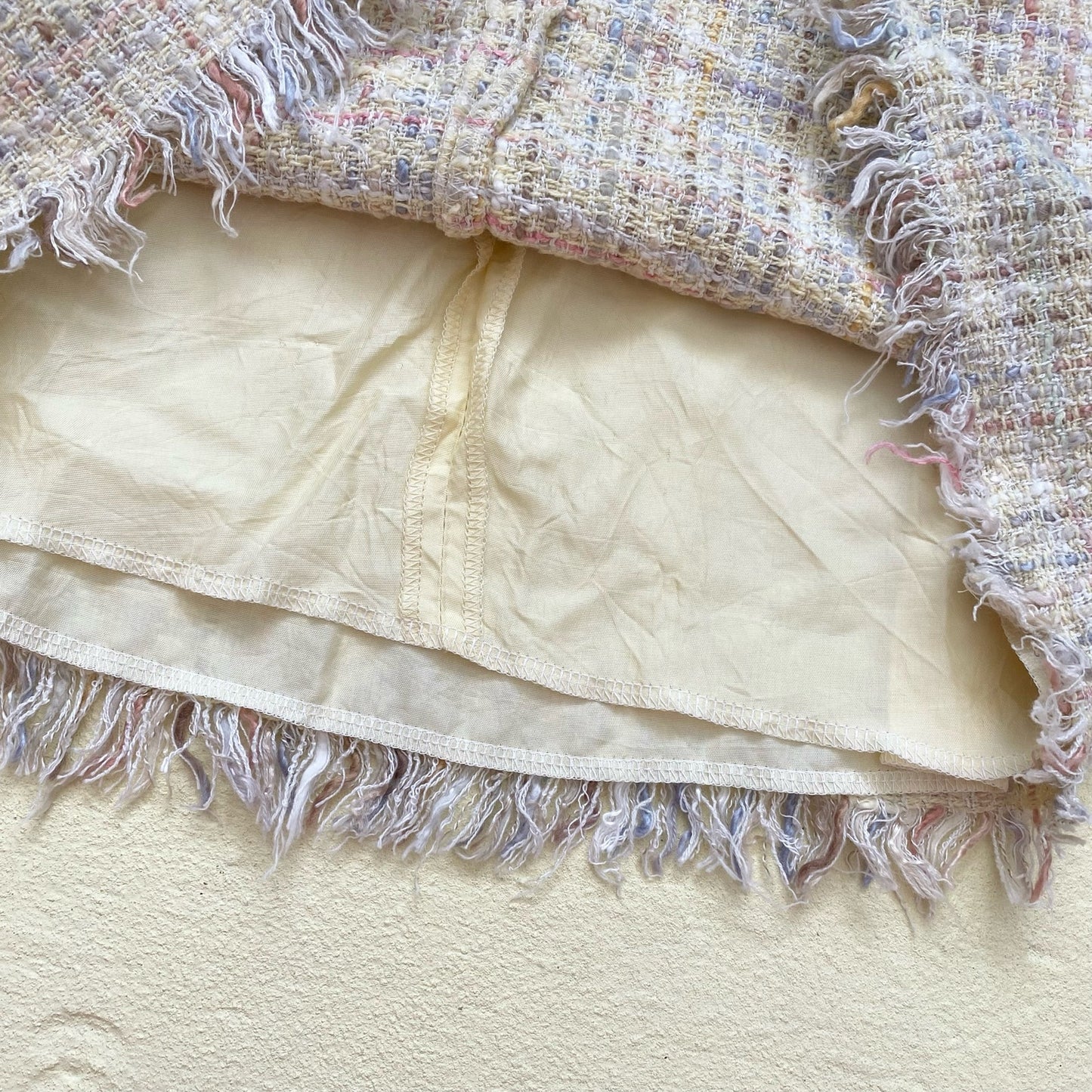 Vintage ABS Tweed Fringe Hem Mini Skirt, Size Small