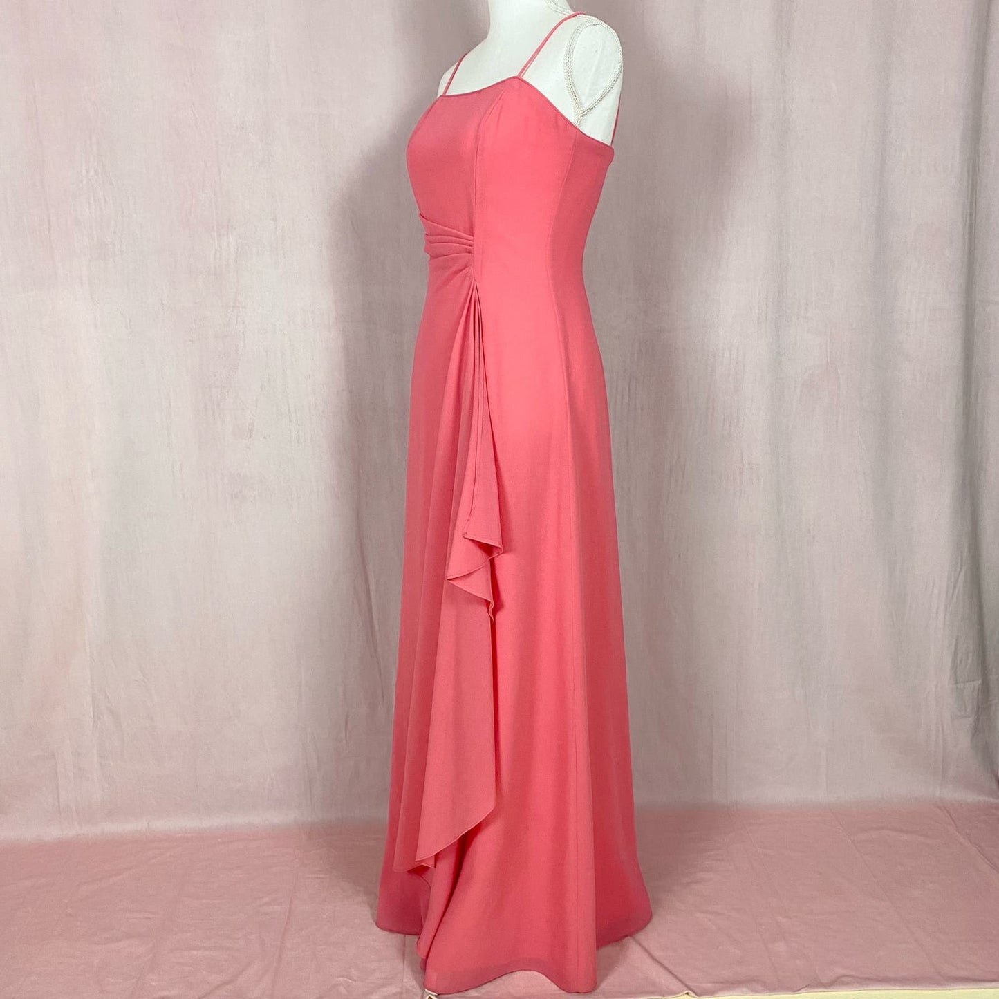 Vintage Aspeed Peach Chiffon bridesmaid Long Dress, Size Medium