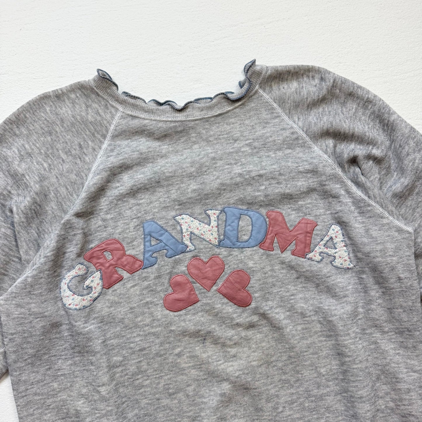 Vintage 80s Hanes Grandma Hearts Gray Crewneck Sweatshirt, Size Large