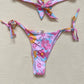 Secondhand Pink Floral Bikini & Mesh Skirt Set, Size Medium