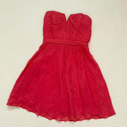 Secondhand J.Crew Silk Chiffon Strapless Coral Mini Dress, Size XS