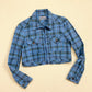 Secondhand Urban Outfitters Blue Plaid Zip Up Crop Jacket, Size Medium