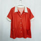 Vintage 60s Red Polka Dot Button Up Shirt, Size Large