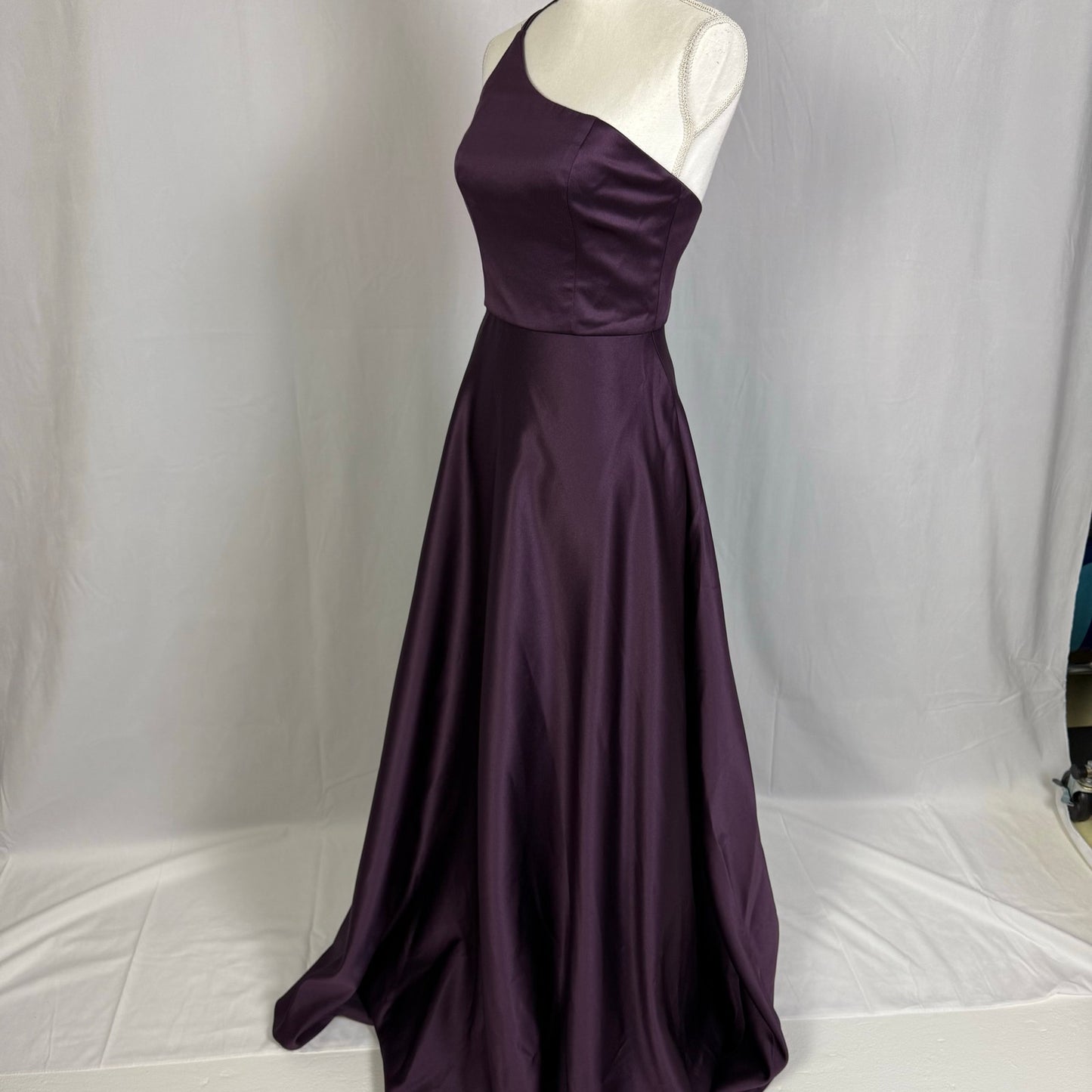 Secondhand David's Bridal One Shoulder Purple Satin Bridesmaid Dress, Size 2