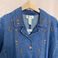 Vintage Maggie Sweet Beaded Denim Trench Jacket, Size 2X